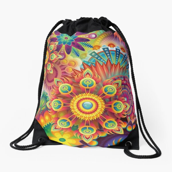 Psychedelic DMT Joe Rogan Style Art Pattern Drawstring Bag