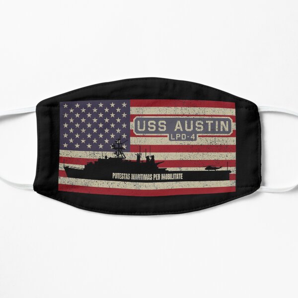USS Austin LPD-4 Amphibious Transport Dock Ship Vintage USA American Flag Gift Mask