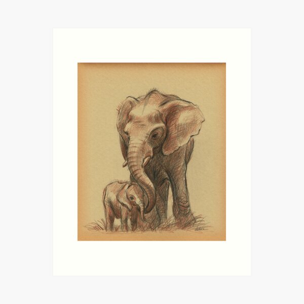 Item preview, Love You Forever - Prisma Pencil Elephant Family Drawing designed and sold by Rebecca Rees.