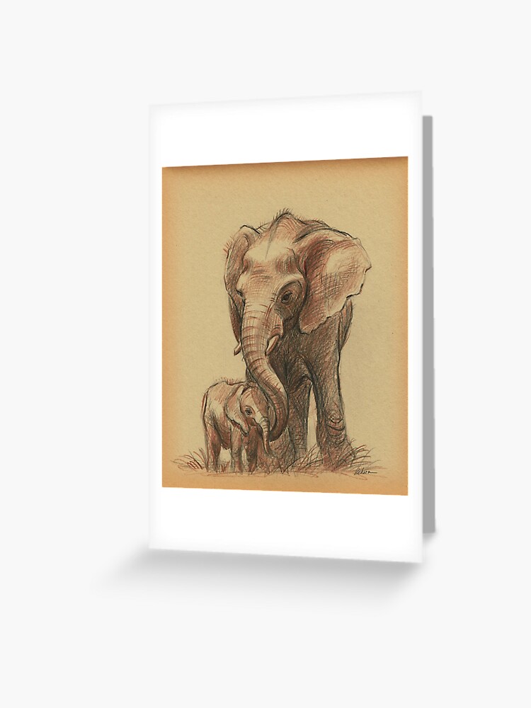 Love You Forever - Prisma Pencil Elephant Family Drawing