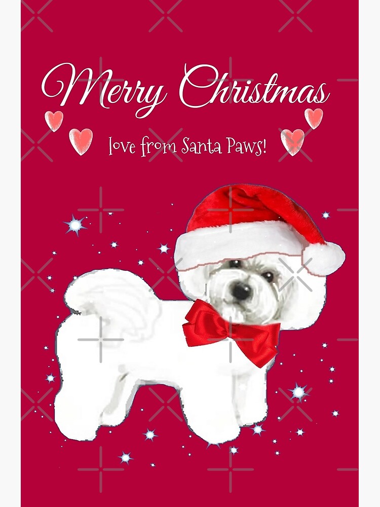 Thumbnail 2 of 2, Greeting Card, Bichon frise santa dog, Christmas pink designed and sold by MagentaRose.
