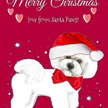 Artwork thumbnail, Bichon frise santa dog, Christmas pink by MagentaRose