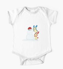Plusle and Minun build a Snowman! One Piece - Short Sleeve