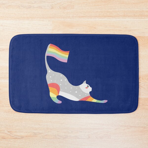 Item preview, Rainbow LGBTQIA pride Cute sparkly Rainbow stretching cat  designed and sold by twicetrader.