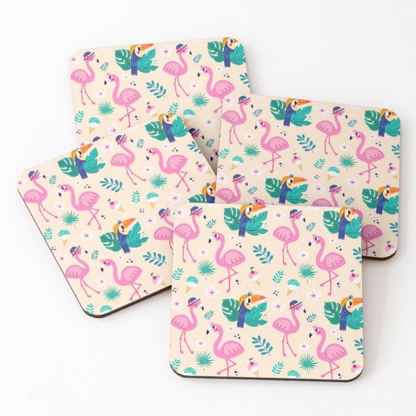 Item preview, Colorful Flamingo - Leaves Pattern Artwork designed and sold by RheanaDesigns.