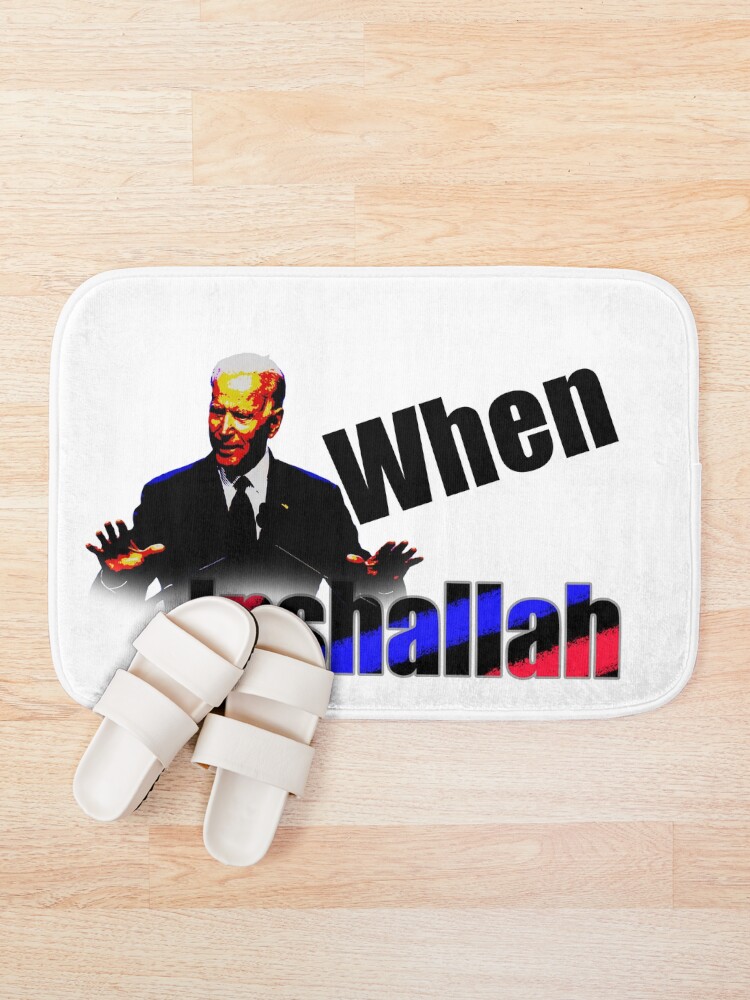 Thumbnail 1 of 6, Bath Mat, When? Inshallah. designed and sold by Monbo.