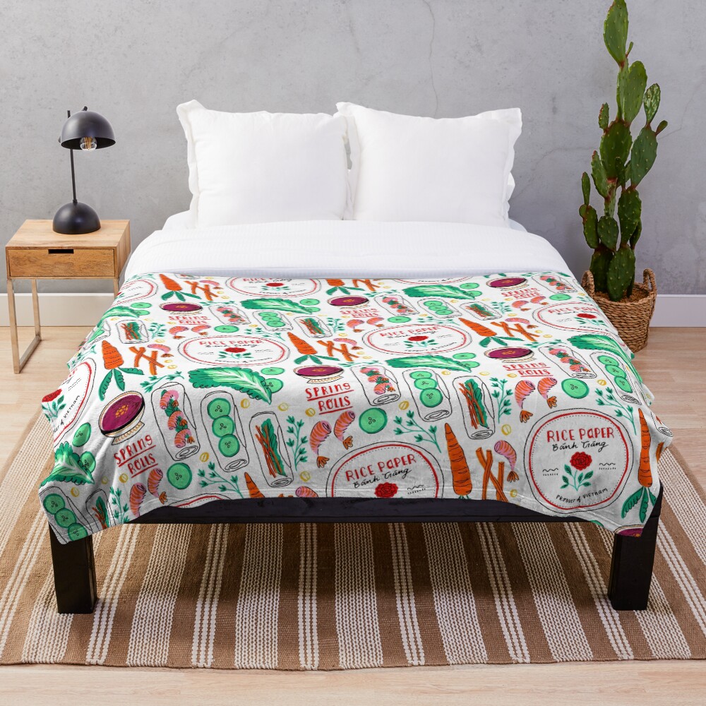 "Vietnamese Spring Rolls" Throw Blanket for Sale by vankhuynhart