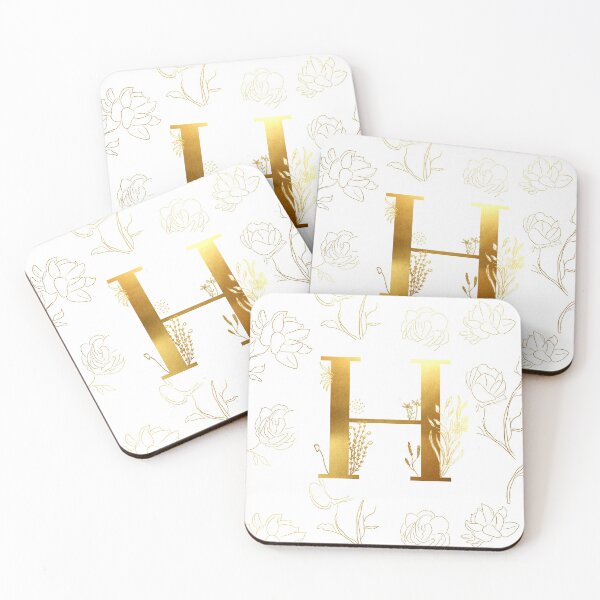 Item preview, Gold floral H Initial designed and sold by Parydish.