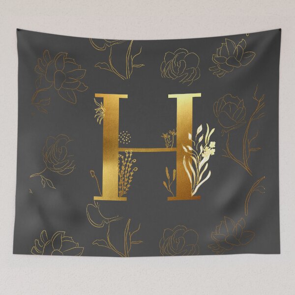 Item preview, Gold floral H Initial designed and sold by Parydish.