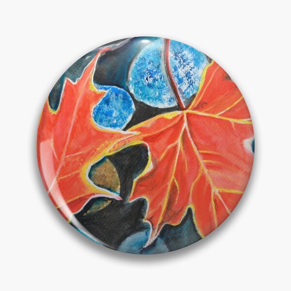 Item preview, Fall Autumn Leaves on pebbles watercolor landscape art Painting designed and sold by artbymanjiri.