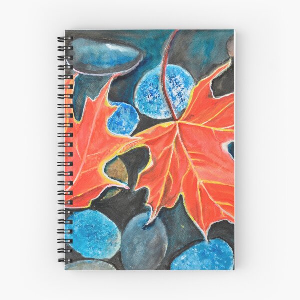 Item preview, Fall Autumn Leaves on pebbles watercolor landscape art Painting designed and sold by artbymanjiri.