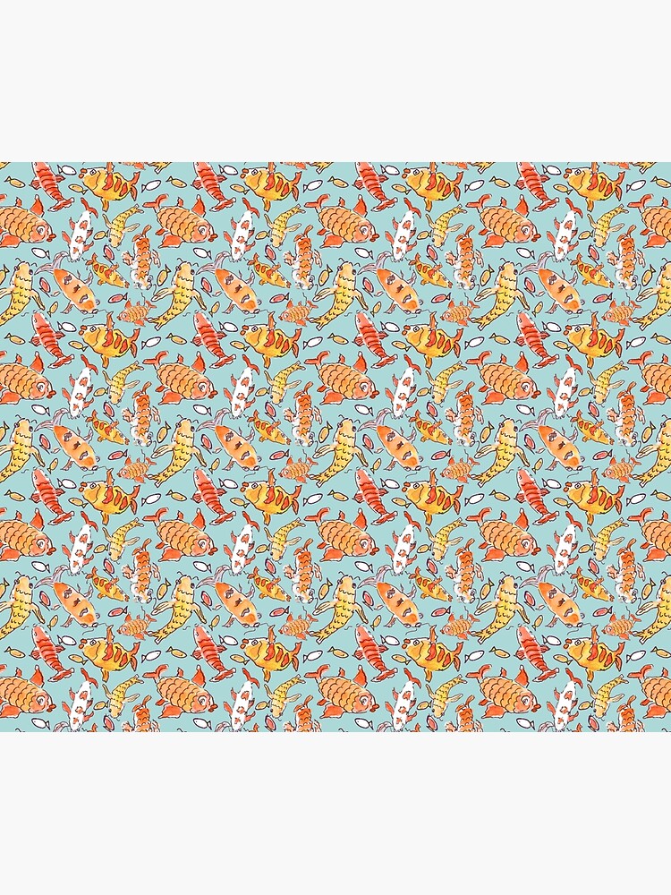 Thumbnail 5 of 5, Shower Curtain, Whimsical Watercolour Koi Fish Pattern designed and sold by ClareWalkerArt.