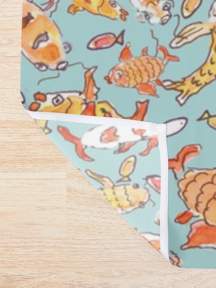 Thumbnail 2 of 5, Shower Curtain, Whimsical Watercolour Koi Fish Pattern designed and sold by ClareWalkerArt.