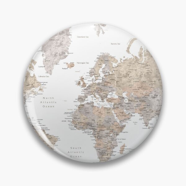 Item preview, Taupe watercolor world map with cities, Abey designed and sold by blursbyai.