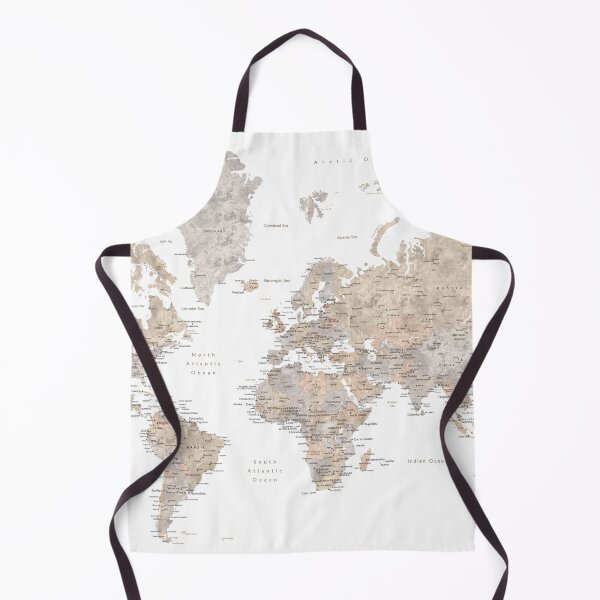 Item preview, Taupe watercolor world map with cities, Abey designed and sold by blursbyai.
