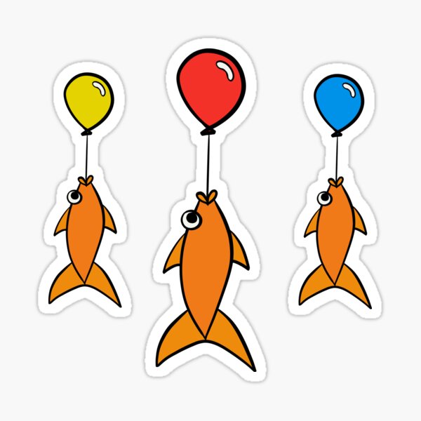 Fish and Balloons Sticker by RedBubbleLuxury