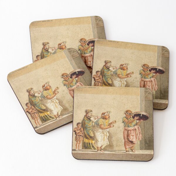 Item preview, ANTIQUE ROMAN MOSAICS ,GREEK COMEDY THEATER SCENE WITH MUSICIANS AND TAMBOURINE PLAYER designed and sold by BulganLumini.
