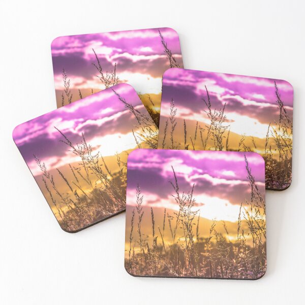Colorful sky plant, landscape and color Coasters (Set of 4)