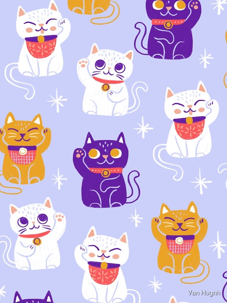 Lucky Kitty Cats Maneki-Neko Waving Beckoning Cat A-Line Dress