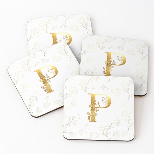 Item preview, P Gold Monogram Floral Initial  designed and sold by Parydish.