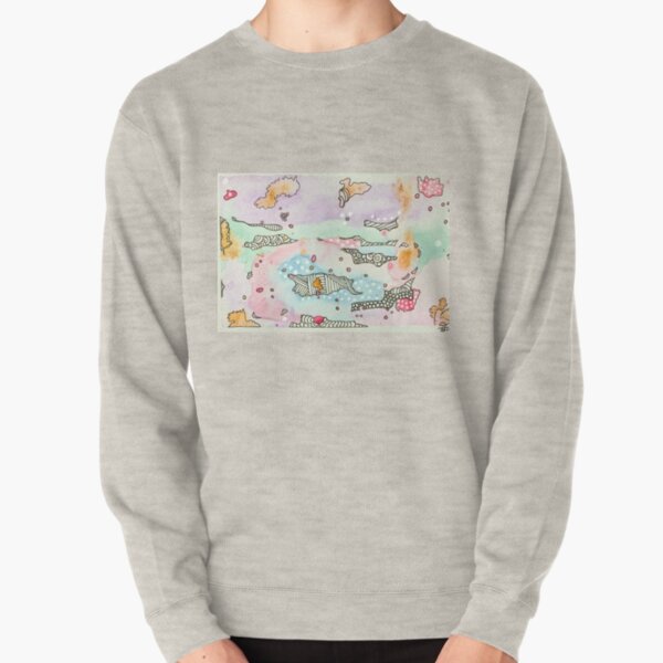 Pastel Dreamland Original Intuitive Watercolor doodle Pullover Sweatshirt