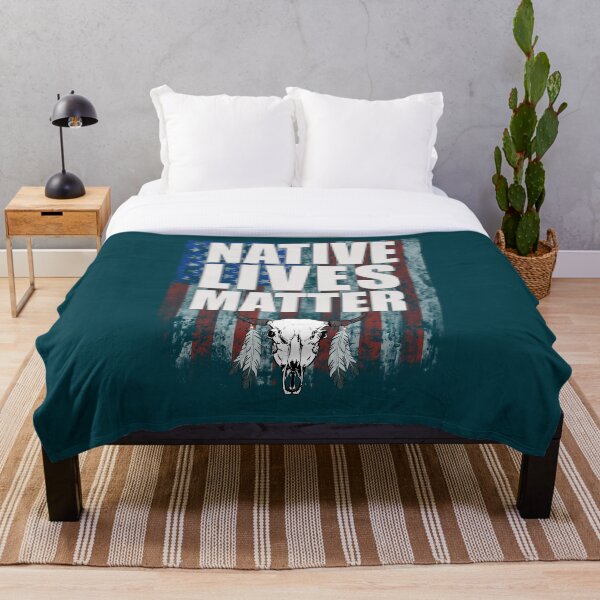 Item preview, Native Lives Matter skull and US flag designed and sold by CarrieTDesigns.