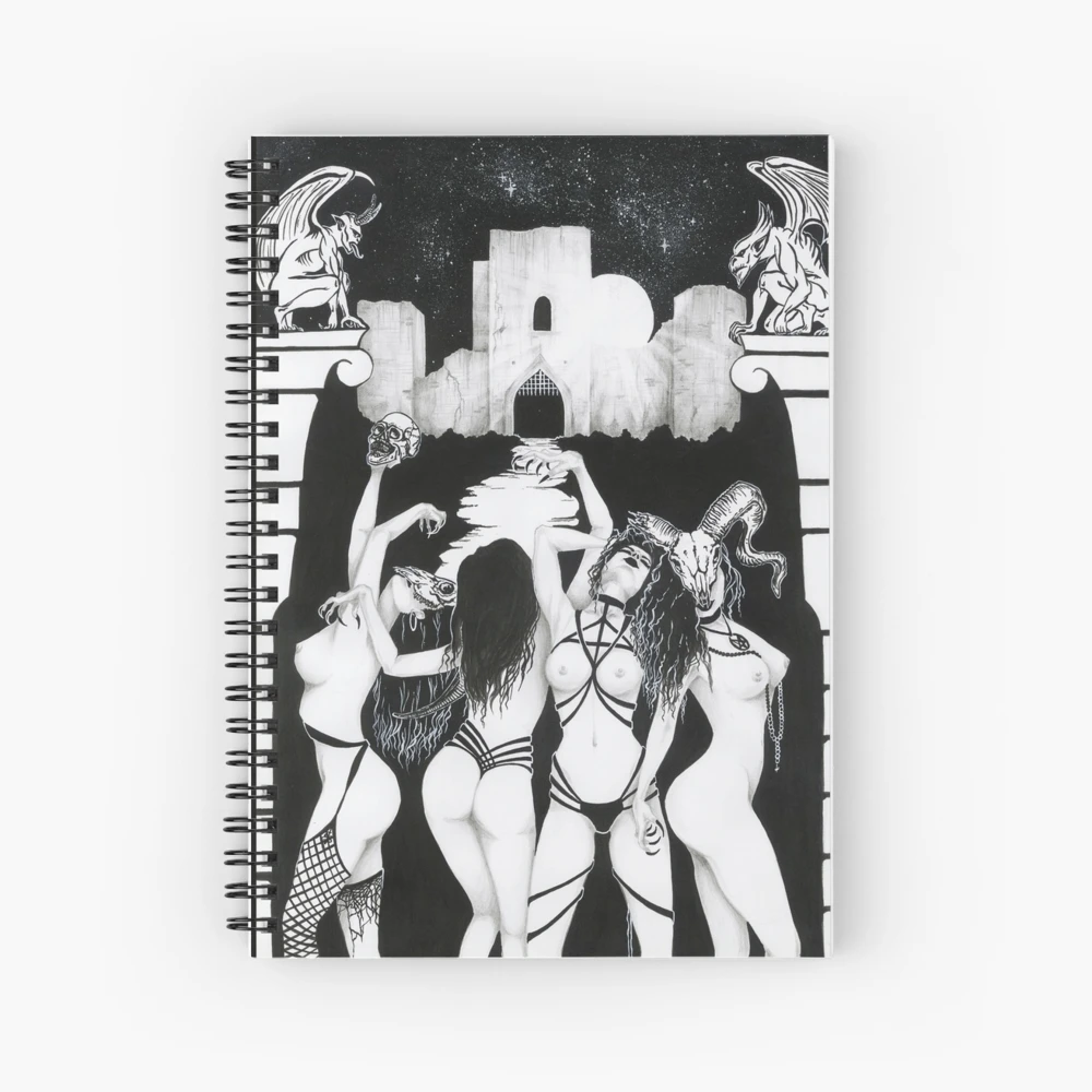 Cuaderno for Sale con la obra «Aquelarre: chicas BDSM góticas, oscuras,  sexys y desnudas, monjas que adoran a su maestro, Satanás, pintura en  blanco y negro» de SSINAMOON | Redbubble