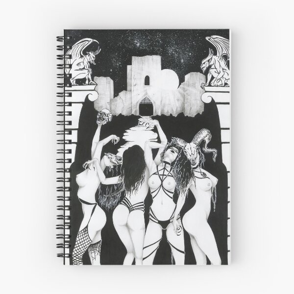 Item preview, Coven - gothic art, dark art, sexy nuns, naked BDSM girls, nuns worshiping their master, Satanic art, black and white painting, occult art, retro vintage aesthetic, horror gothic designed and sold by SSINAMOON.