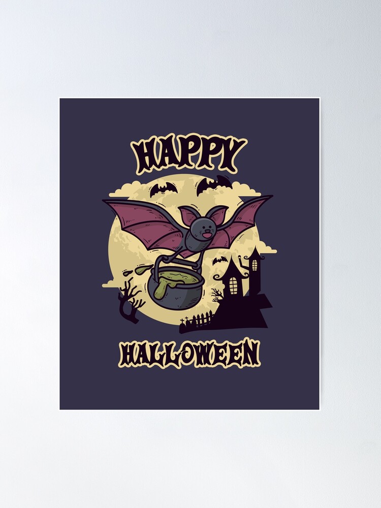 Spooky Halloween Tshirt Design With Ghost Bats And Typography