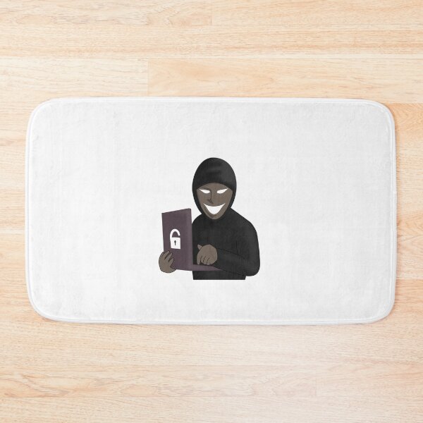 Hacker Laptop Cyber Security Hacking Hoodie Stealing Data Bath Mat