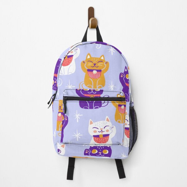 Lucky Kitty Cats Maneki-Neko Waving Beckoning Cat Backpack