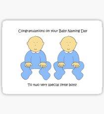 Twin Boys Baby Naming Ceremony Congratulations. Sticker