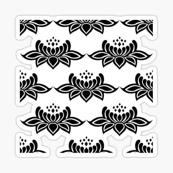 "Black and white lotus flower" Sticker for Sale by KatineArt Redbubble