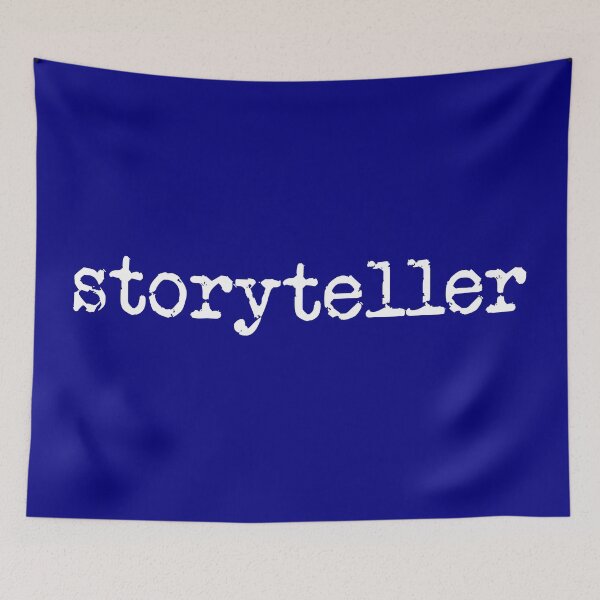 Item preview, storyteller in white on navy designed and sold by TeaRoseWriter.