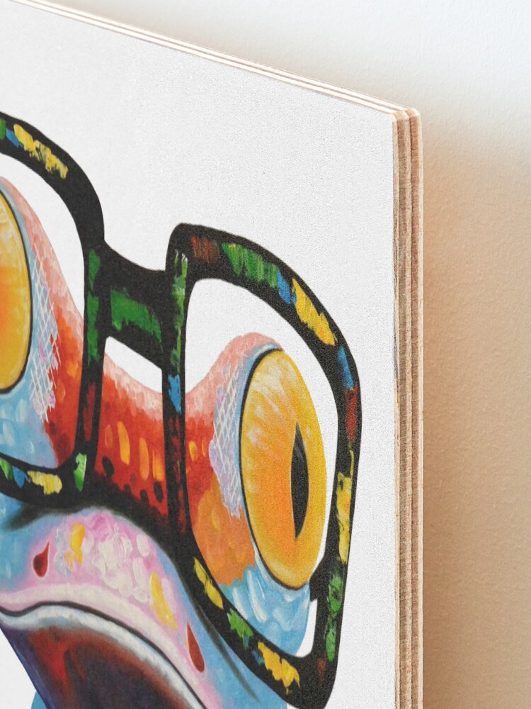 Alternate view of Hipster Frog Nerd Glasses Mounted Print