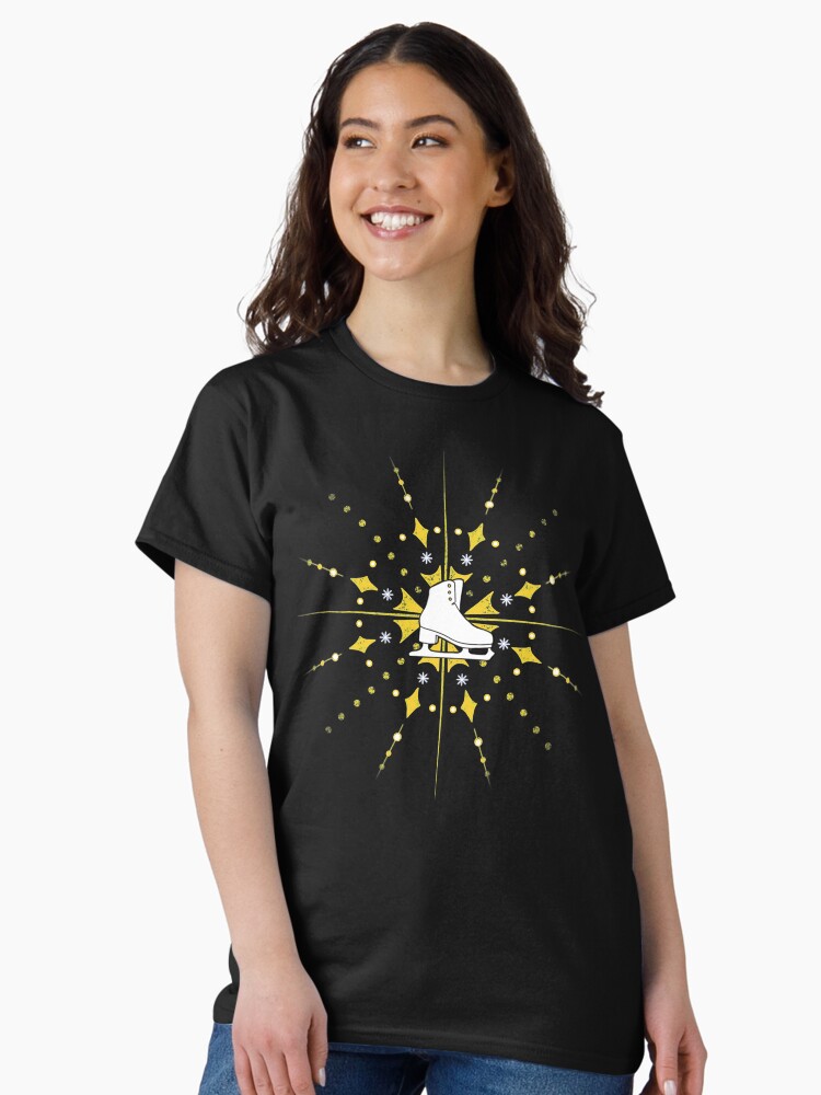 Thumbnail 1 of 7, Classic T-Shirt, Figure Skate Magic (single, black background) designed and sold by JGinColour.