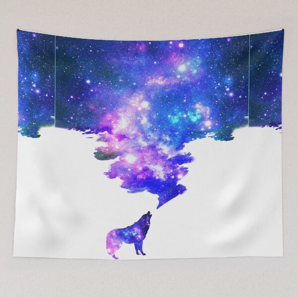Item preview, Howling Wolf and Cloudy Galaxy Smoke Fantasy Nebula Milky Way designed and sold by Jolly-Yosei.