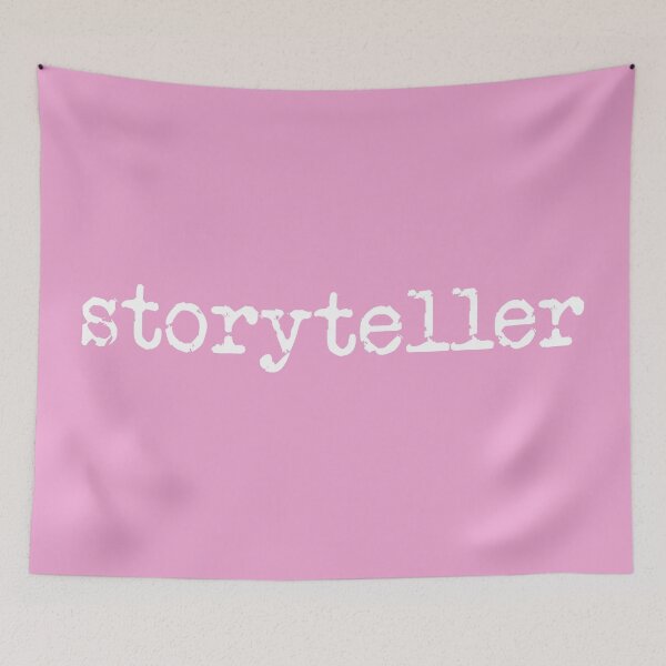 Item preview, storyteller in white on pink designed and sold by TeaRoseWriter.