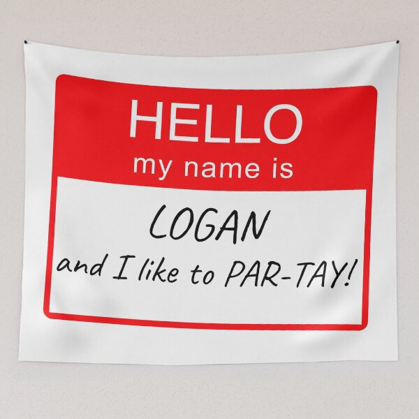 Item preview, Hello My Name Is Logan and I Like To Par-tay Party Name Tag Design designed and sold by CreatedbyJR.