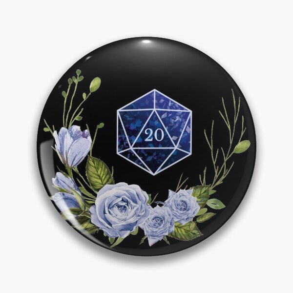Item preview, blue D20 with flowers designed and sold by MermaidMirror.