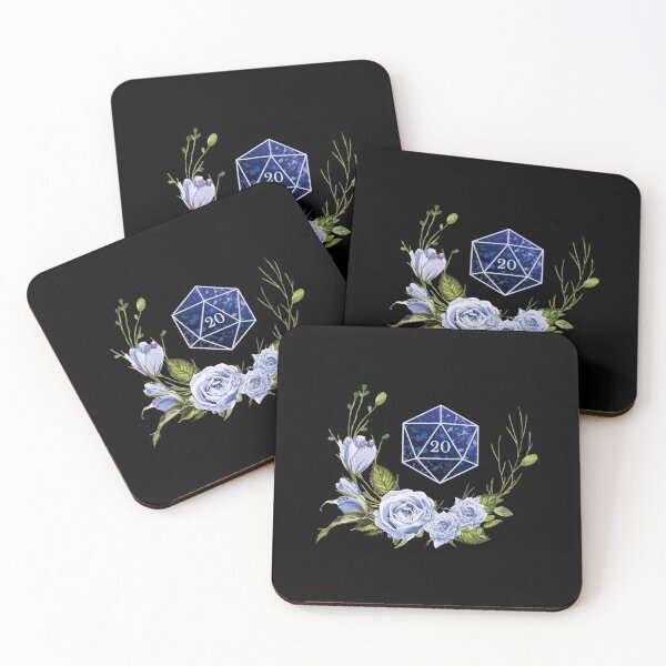 Item preview, blue D20 with flowers designed and sold by MermaidMirror.