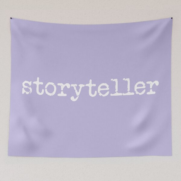Item preview, storyteller in white on lavender designed and sold by TeaRoseWriter.
