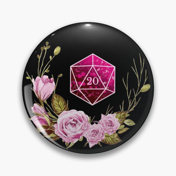 Item preview, pink D20 with flowers designed and sold by MermaidMirror.