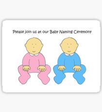 Baby Naming Ceremony Invitation for twins. Sticker