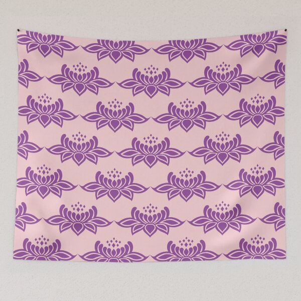 Item preview, Purple lotus flower on pink background designed and sold by Katine-Art.