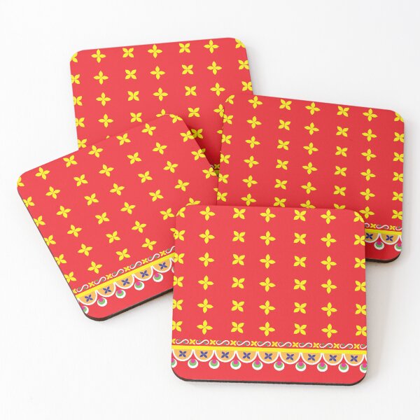 Item preview, Red Yellow Floral Repeated Pattern designed and sold by storeIndus.