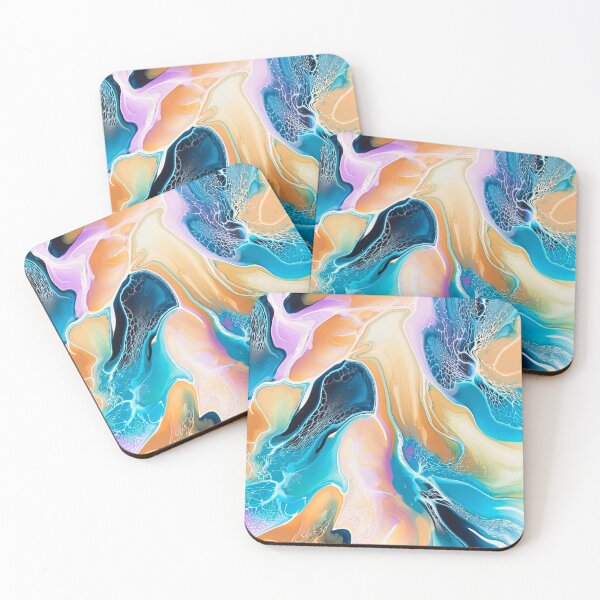 Item preview, Cool and Fun Blue, Purple, and Tan Abstract Fluid Art designed and sold by CrystalCoast.