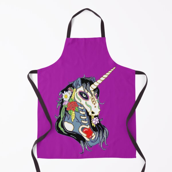 Spring Flower Unicorn Skull Apron