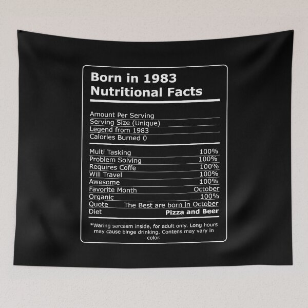 Item preview, October Birthday Quotes - Born in 1983 Nutritional facts designed and sold by tinypurpleland.