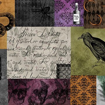 Halloween Throw Pillow/ Gothic Medieval Spooky Apothecary Purple